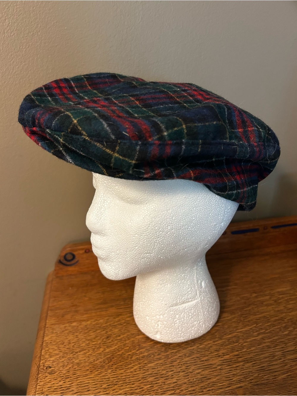 Vintage Pendleton Virgin Wool Tartan Plaid Mens Newsboy Cabbie Derby Hat Cap